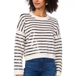 Vince Camuto Striped Sequin Sweater NWT. XS